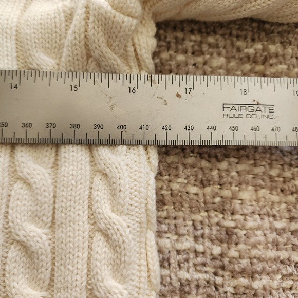 L.L.Bean Women's Beige Cable-Knit Sweater Full Zip Mock Neck Long Sleeve M - Picture 3 of 10